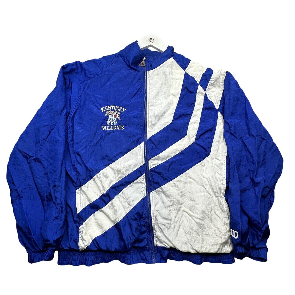 Vintage 90s Wilson Kentucky Wildcats UK Windbreaker Jacket Mens XL Lined Blue